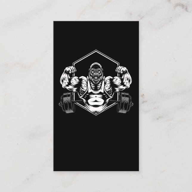 Cartão De Visita Motivação de elevação de peso de gorila (Frente)