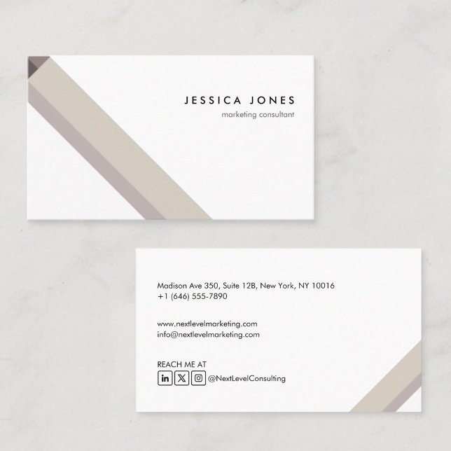 Cartão De Visita motivo geométrico minimalista moderno marrón (Criador carregado)