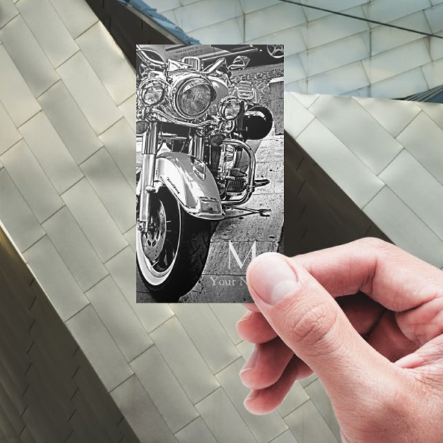 Cartão De Visita Motocicleta preto&branco (Criador carregado)