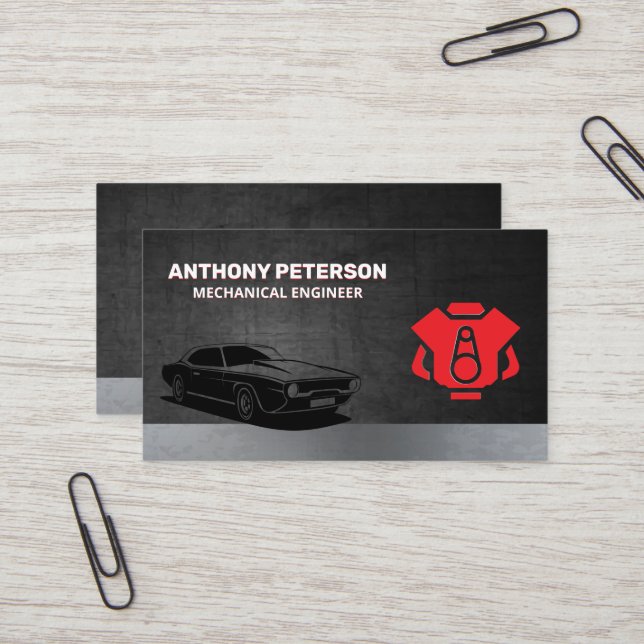 Cartão De Visita Motor de Automação Vermelha | Compro Automático |  (Frente/Verso In Situ)