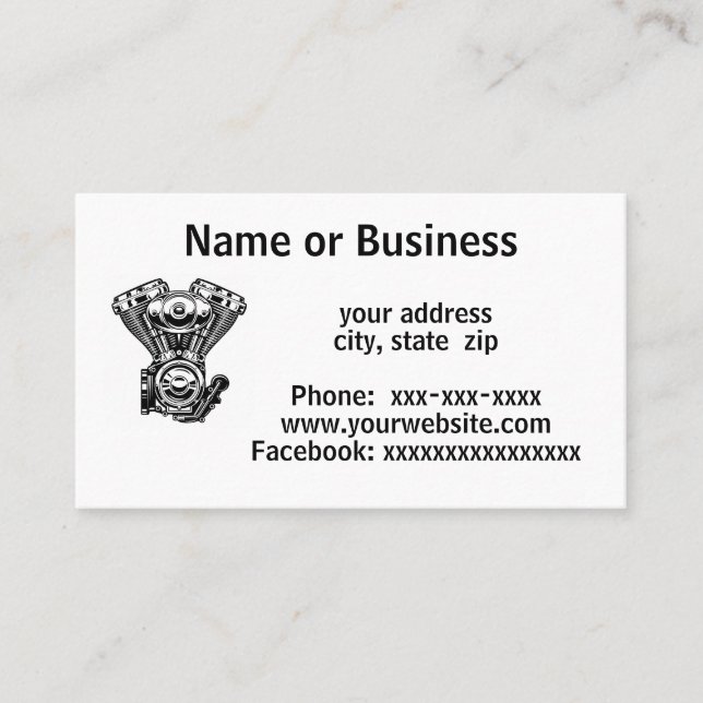 Cartão De Visita Motor de motocicleta Vintage (Frente)