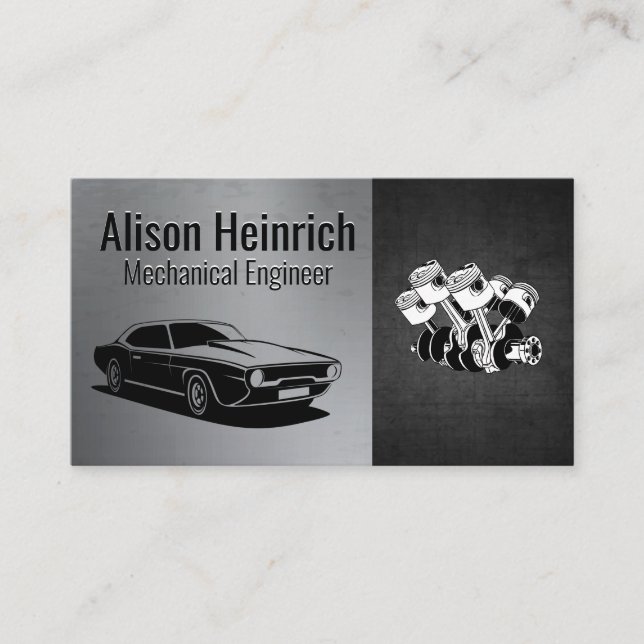 Cartão De Visita Motor Do Carro Do Pistão | Compro Automático (Frente)