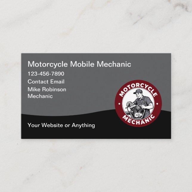 Cartão De Visita Motorcycle Mobile Mechanic Business Card (Frente)