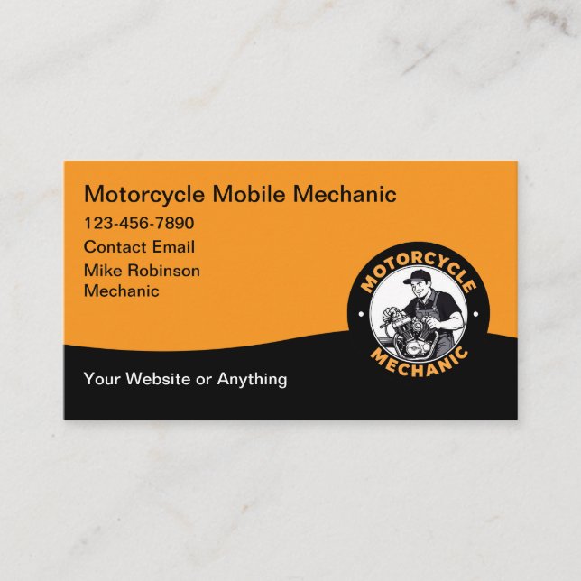 Cartão De Visita Motorcycle Mobile Mechanic Business Card (Frente)