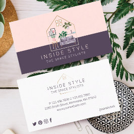 Cartão De Visita Móveis Decoração Estilo de Casa Rosa & Violeta