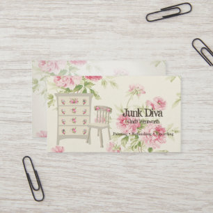 Cartão De Visita Móveis Pintados Cadeira-Pinta-Rosa
