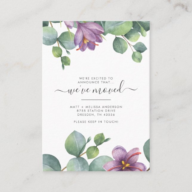 Cartão De Visita Movimentamos a mudança de endereço do Eucalyptus (Frente)