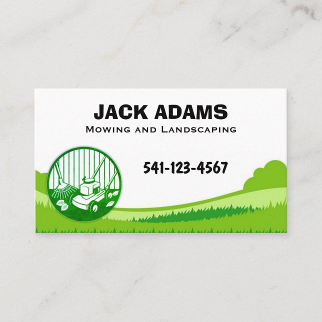 Cartão De Visita Mowing and Landscaping Business Card (Frente)