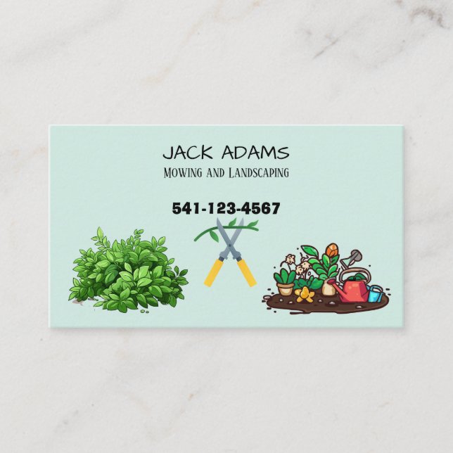 Cartão De Visita Mowing and Landscaping Business Card (Frente)