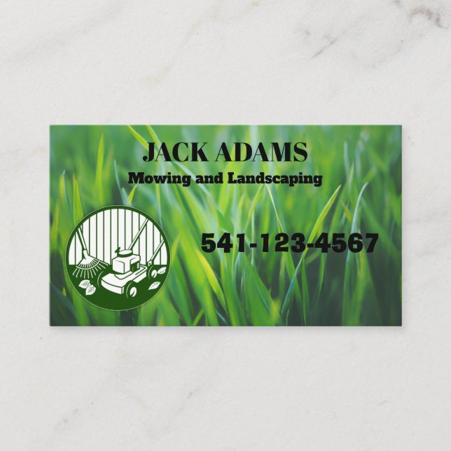 Cartão De Visita Mowing and Landscaping Business Card (Frente)