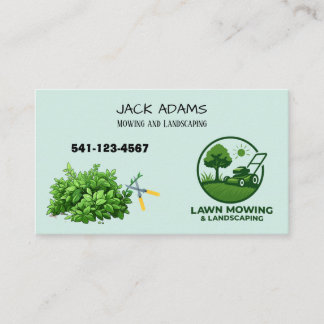 Cartão De Visita Mowing and Landscaping Business Card