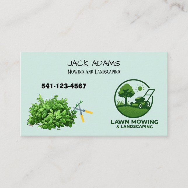 Cartão De Visita Mowing and Landscaping Business Card (Frente)