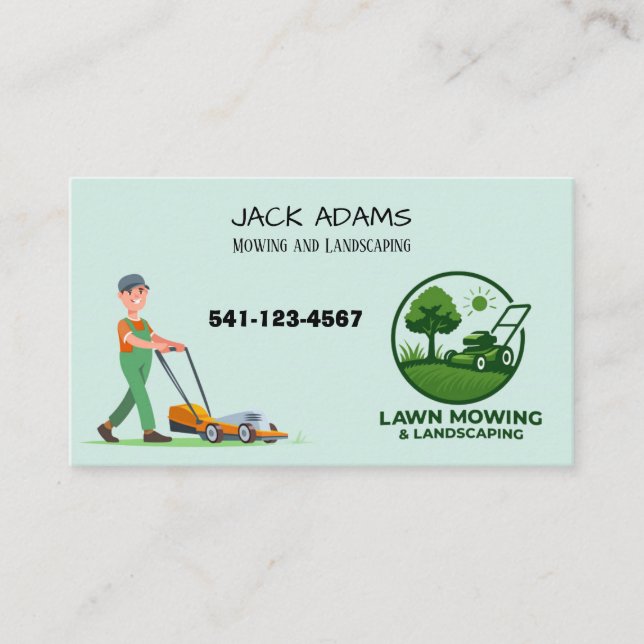 Cartão De Visita Mowing and Landscaping Business Card (Frente)