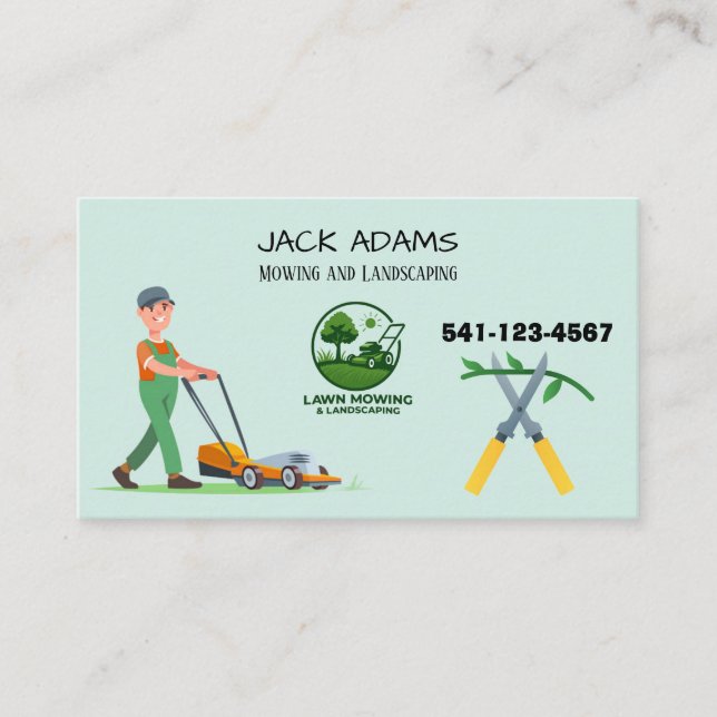 Cartão De Visita Mowing and Landscaping Business Card (Frente)