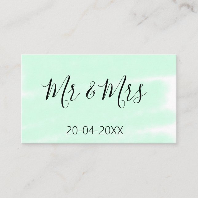 Cartão De Visita Mr & Mrs add family name date year wedding favor g (Frente)