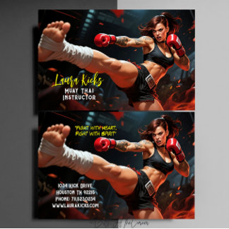 Cartão De Visita Muay Thai Kickboxing Martial Arts Instructor 