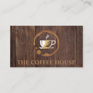 Cartão De Visita Mug De Café Conselhos de madeira