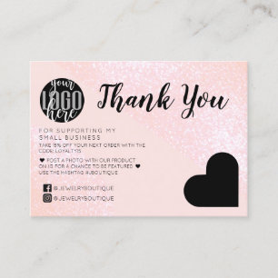 Cartão De Visita Muito obrigado ao cliente do logotipo Glitter Geo