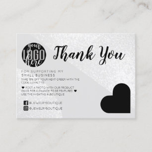 Cartão De Visita Muito obrigado ao cliente do logotipo Silver Glitt