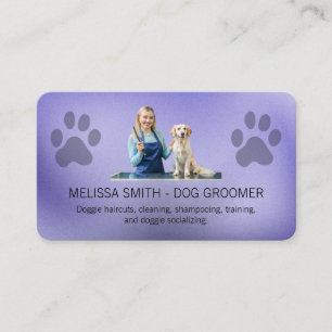 Cartão De Visita Mulher Aparando Cabelo de Cachorro   Serviços para