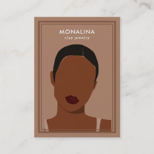 Cartão De Visita Mulher Art Boho Clay A Ouvir Joias