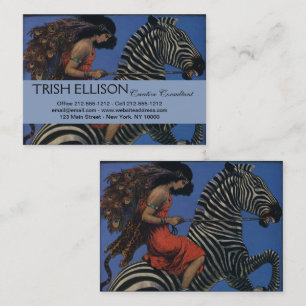 Cartão De Visita Mulher Art Nouveau Zebra Vintage