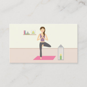 Cartão De Visita Mulher Bonita Fazendo Yoga em uma Sala Decorada
