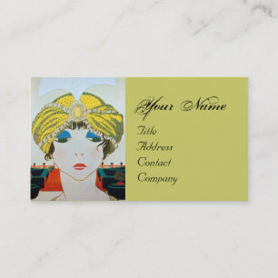 Cartão De Visita MULHER COM TURBANTE AMARELO ORIENTAL / Beleza Moda