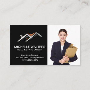 Cartão De Visita Mulher de Negócios   Logotipo Imobiliário
