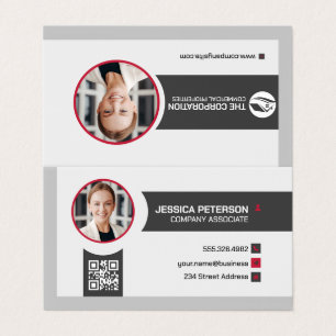 Cartão De Visita Mulher de Negócios Sorrindo   Empresa   Código QR