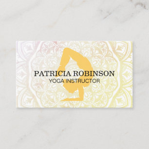 Cartão De Visita Mulher em Yoga Pose   Mandala Pattern
