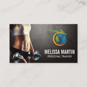 Cartão De Visita Mulher Jovem Segurando Halteres Saúde Fitness