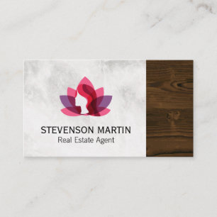 Cartão De Visita Mulher Lotus Marble Trim. Madeira