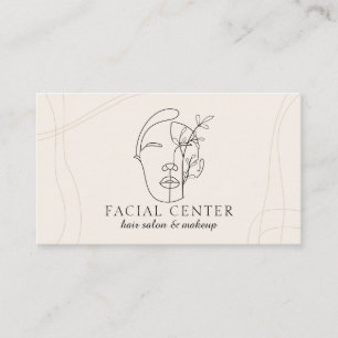 Cartão De Visita Mulher Maquiagem Moderna Marfim Estilista Facial C