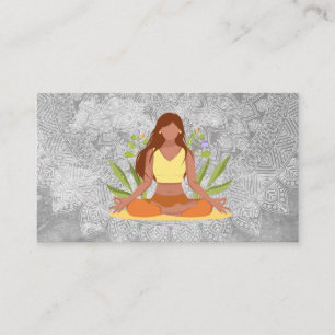 Cartão De Visita Mulher Meditando Padrão Tribal