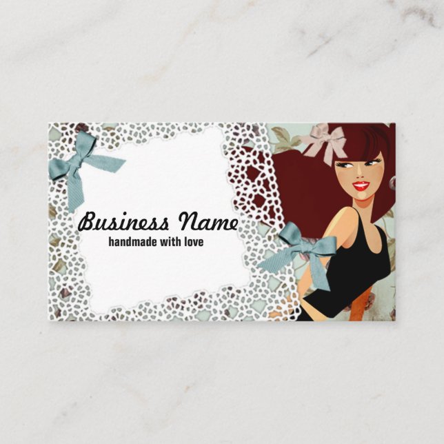 cartão de visita - mulher, moda, menina, arco capi (Frente)