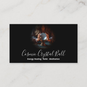 Cartão De Visita Mulher Negra Bola de Cristal Energia Reiki Meditaç