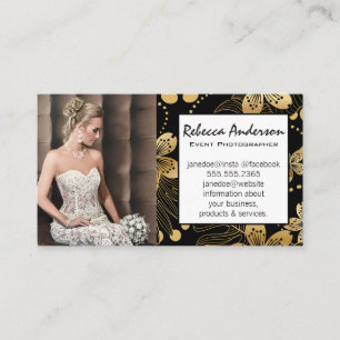 Cartão De Visita Mulher no vestido de casamento Padrão Floral Do