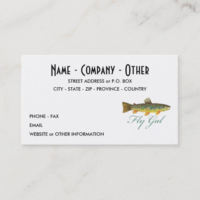 Cartão De Visita Mulher que pesca voo (Frente)