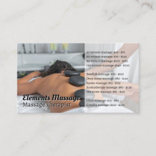 Cartão De Visita Mulher recebendo massagem com pedras Spa