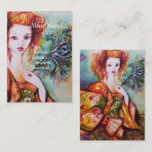 CARTÃO DE VISITA MULHER ROMÂNTICA, ESPUMANDO PEACOCK PENA