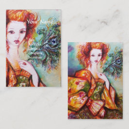 CARTÃO DE VISITA MULHER ROMÂNTICA, PEACOCK PENA BRANCO