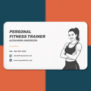 Cartão De Visita Mulher Silhueta - Treinador de Fitness Simples