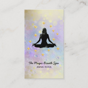 Cartão De Visita *~ Mulher Yoga Dourada Meditação de Literatura G