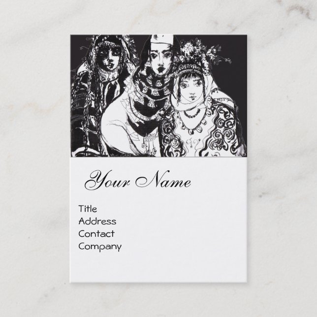 Cartão De Visita MULHERES ANATOLIANAS Desenho de Moda Ética Branca  (Frente)