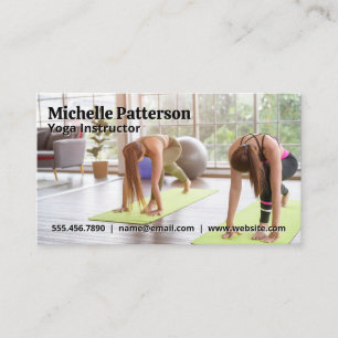 Cartão De Visita Mulheres Fazendo Yoga Esticamento