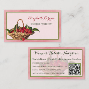 Cartão De Visita Mulheres Nutrição Morangos Rosa Rosa Girly Cox Cód