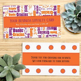 Cartão De Visita Multilingual Obrigado Typografia Lealdade Punch