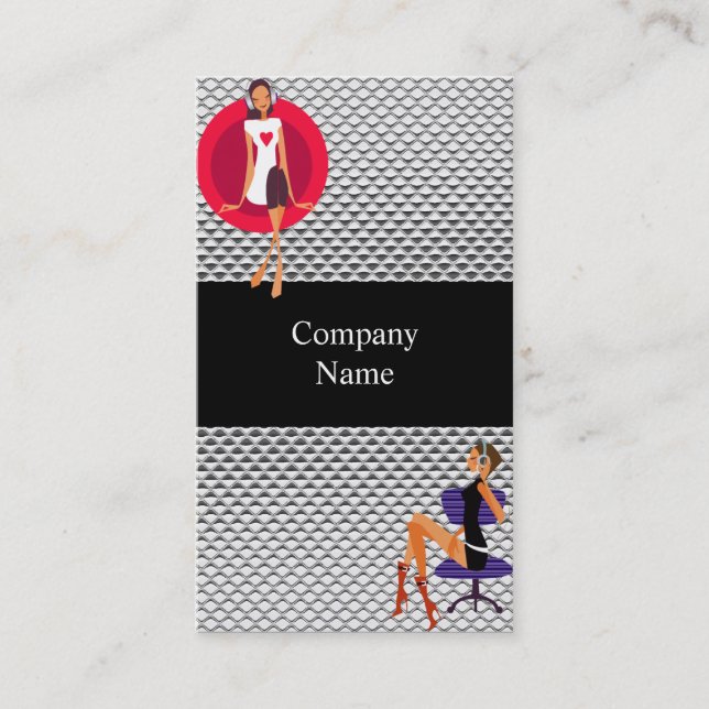 Cartão de visita Music Girls Silver Black 2 (Frente)