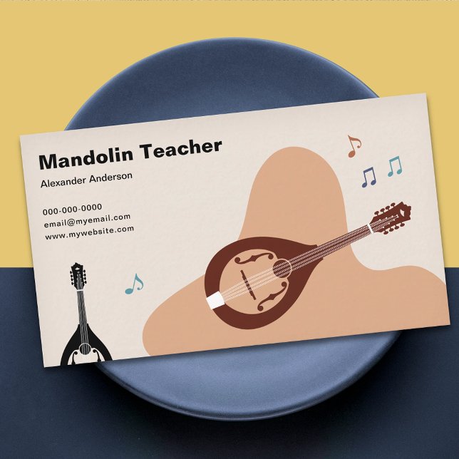 Cartão De Visita Music Notes - Mandolin Teacher  (Music Notes - Mandolin Teacher Business Card)